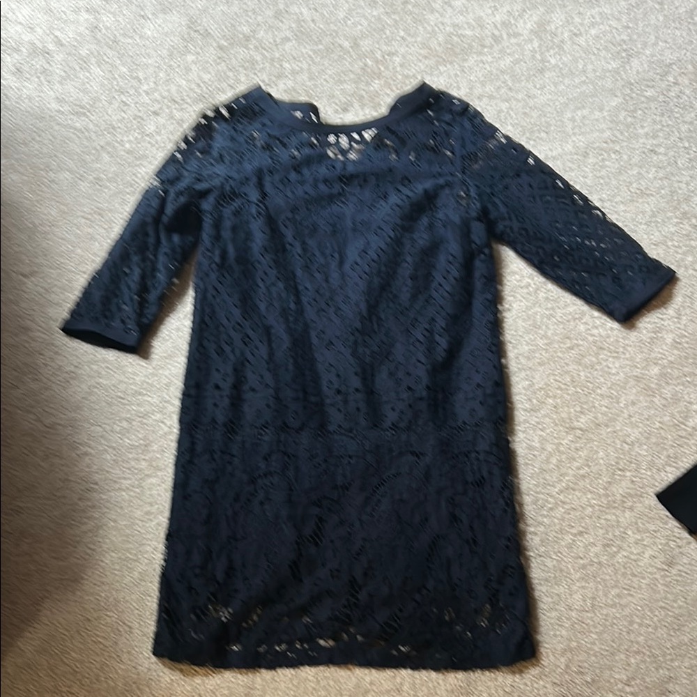 LOFT Blue Sheath Dress 3/4 Sleeve Crew Neck